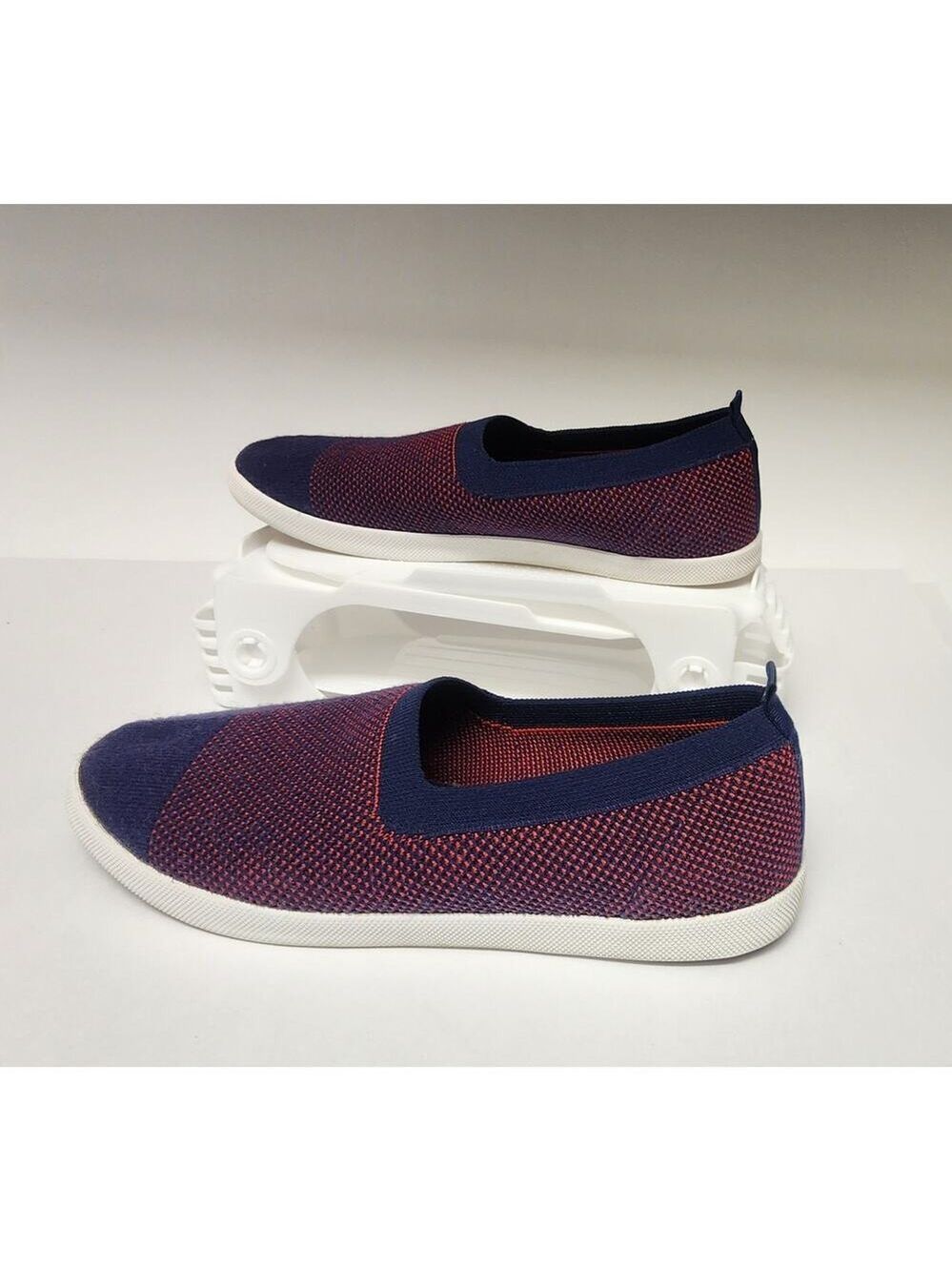 Nautica Womens Navy Blue Red Nautical Knit Slip On Sailing Boat Shoes Size US 8 - Picture 1 of 9